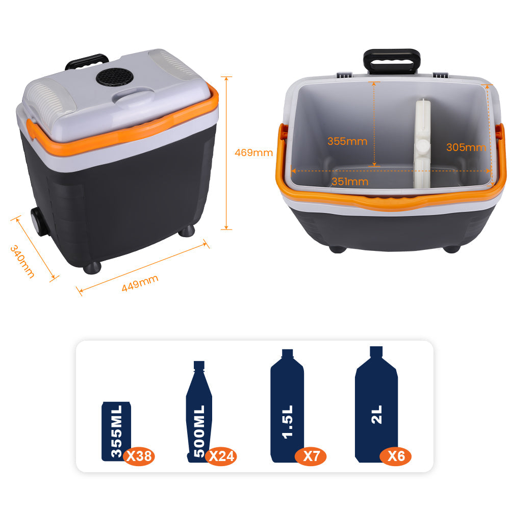 Glacière et Réchauffeur Thermoélectrique Portable 28L avec Roues - ثلاجة وسخان متنقل سعة 28 لتر