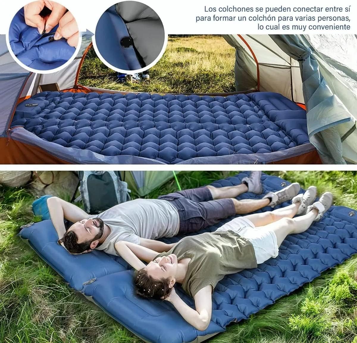 Matelas de Camping Gonflable Portable - فراش التخييم الهوائي القابل للنفخ بالقدم مع وسادة مدمجة