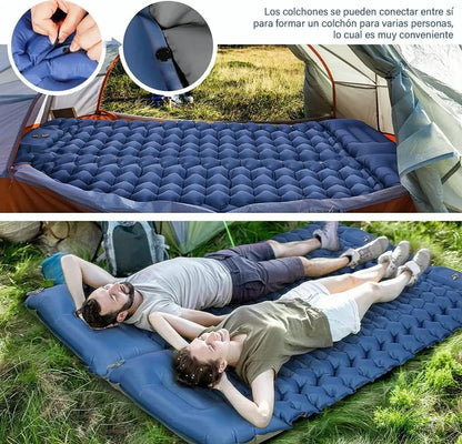 Matelas de Camping Gonflable Portable - فراش التخييم الهوائي القابل للنفخ بالقدم مع وسادة مدمجة