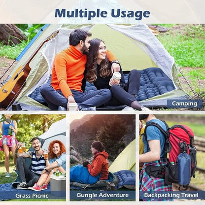 Matelas de Camping Gonflable Portable - فراش التخييم الهوائي القابل للنفخ بالقدم مع وسادة مدمجة