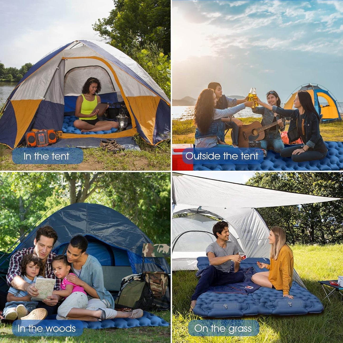 Matelas de Camping Gonflable Portable - فراش التخييم الهوائي القابل للنفخ بالقدم مع وسادة مدمجة