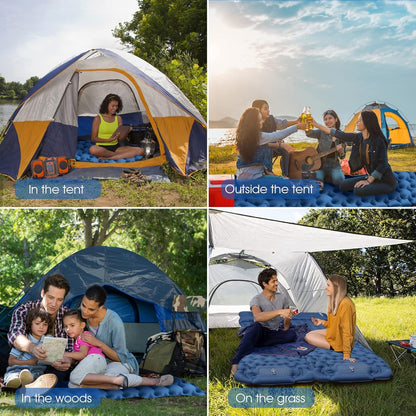 Matelas de Camping Gonflable Portable - فراش التخييم الهوائي القابل للنفخ بالقدم مع وسادة مدمجة
