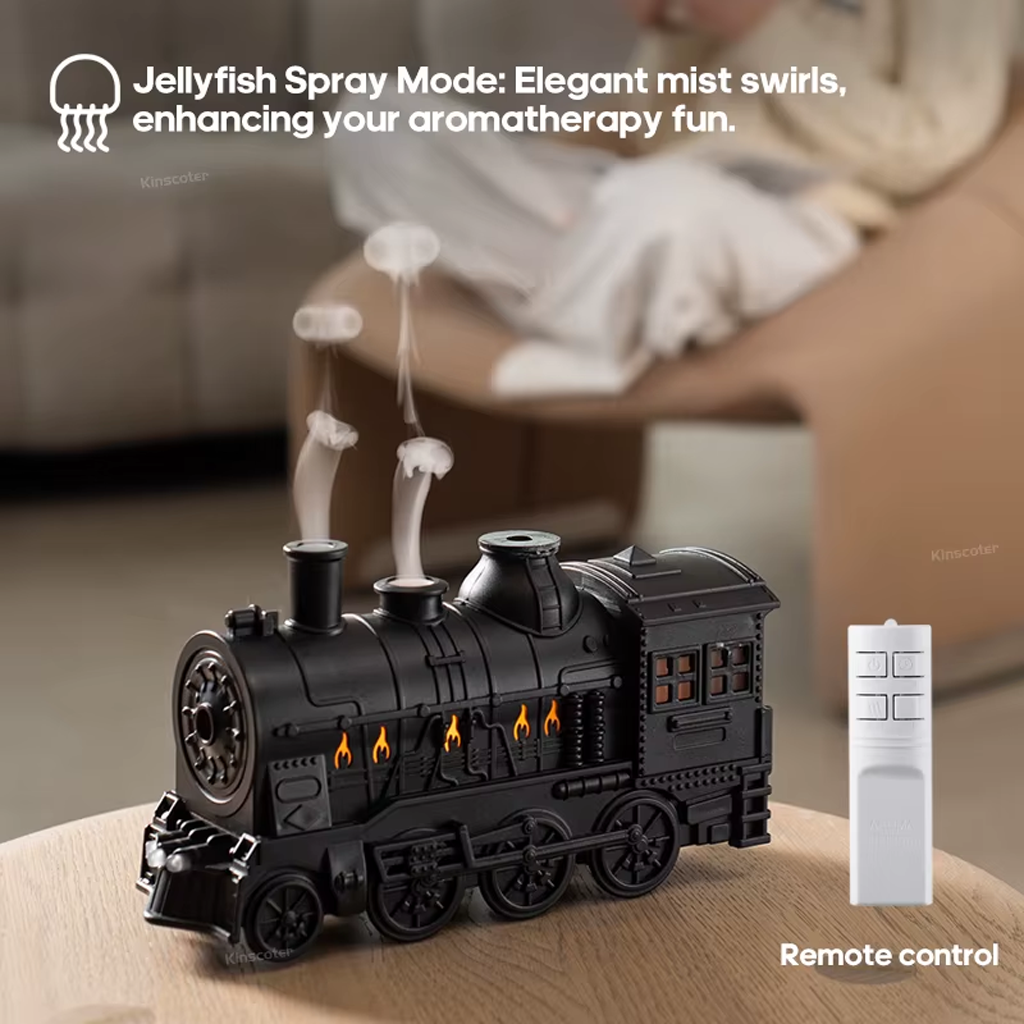 Diffuseur d'Huiles Essentielles en Forme de Train Humidificateur Ultrasonique - موزع روائح بتصميم القطار سعة 300 مل