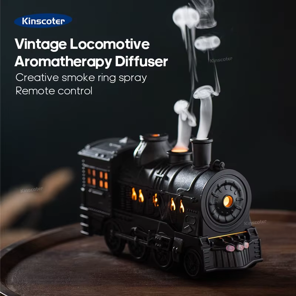 Diffuseur d'Huiles Essentielles en Forme de Train Humidificateur Ultrasonique - موزع روائح بتصميم القطار سعة 300 مل