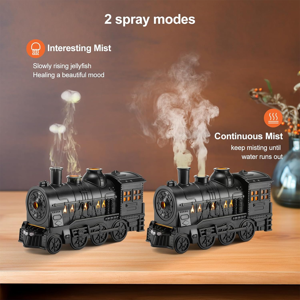 Diffuseur d'Huiles Essentielles en Forme de Train Humidificateur Ultrasonique - موزع روائح بتصميم القطار سعة 300 مل