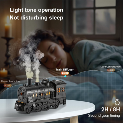Diffuseur d'Huiles Essentielles en Forme de Train Humidificateur Ultrasonique - موزع روائح بتصميم القطار سعة 300 مل