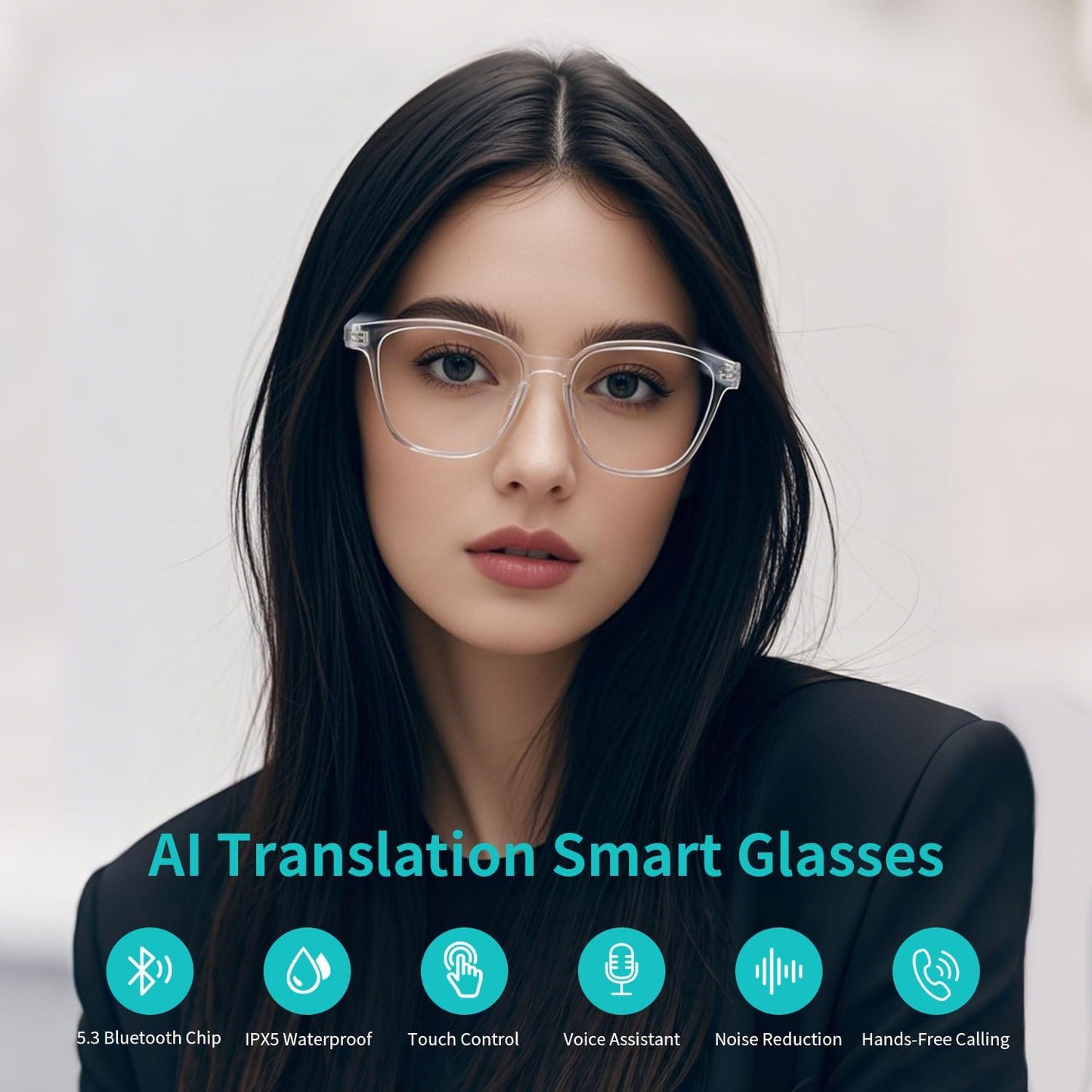 Lunettes Connectées F60 de Traduction IA et Audio Open-Ear Bluetooth 5.4 - نظارات المترجم الذكية بالذكاء الاصطناعي