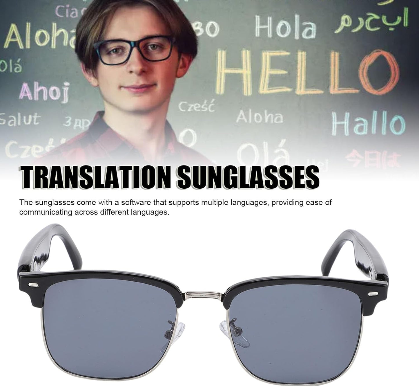Lunettes Connectées F60 de Traduction IA et Audio Open-Ear Bluetooth 5.4 - نظارات المترجم الذكية بالذكاء الاصطناعي
