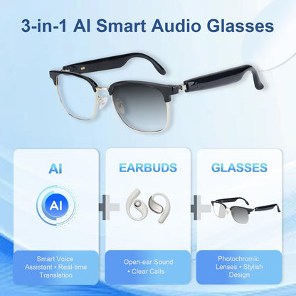 Lunettes Connectées F60 de Traduction IA et Audio Open-Ear Bluetooth 5.4 - نظارات المترجم الذكية بالذكاء الاصطناعي