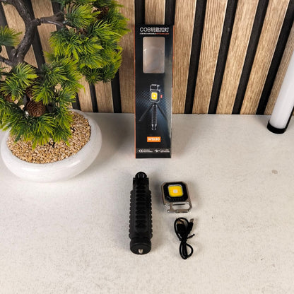 Mini Lampe de Poche COB LED Portable Rechargeable avec Trépied - مصباح متعدد الوظائف مع حامل