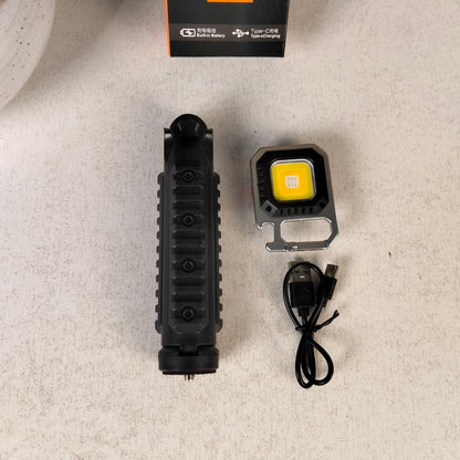 Mini Lampe de Poche COB LED Portable Rechargeable avec Trépied - مصباح متعدد الوظائف مع حامل