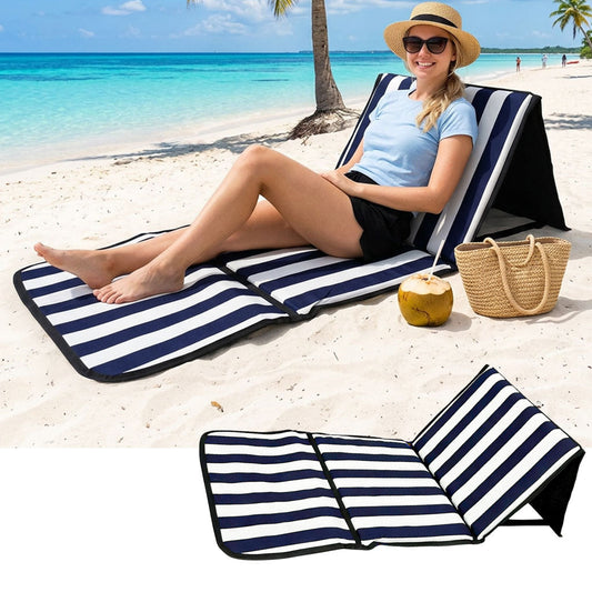 Tapis de Plage Pliable avec Dossier Réglable - حصيرة وكرسي الشاطئ القابل للطي مزود بمسند ظهر