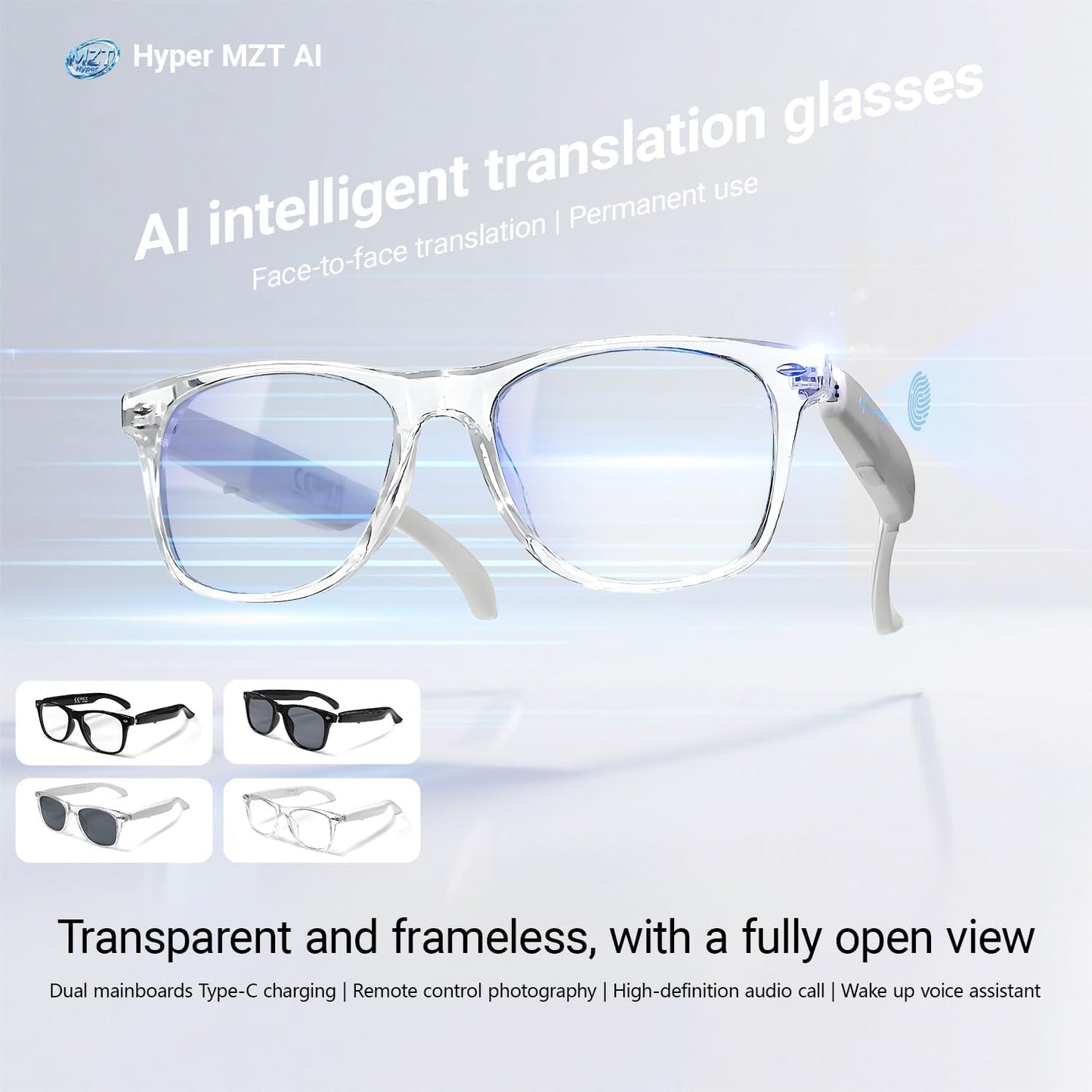 Lunettes Connectées F20 de Traduction IA et Audio Open-Ear Bluetooth 5.4 - نظارات المترجم الذكية بالذكاء الاصطناعي