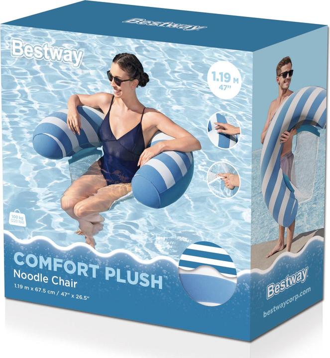 Siège de Piscine Gonflable Bestway Confort Luxueux avec Surface Velours - مقعد المسبح الفاخر بسطح مخملي وشبكة تبريد