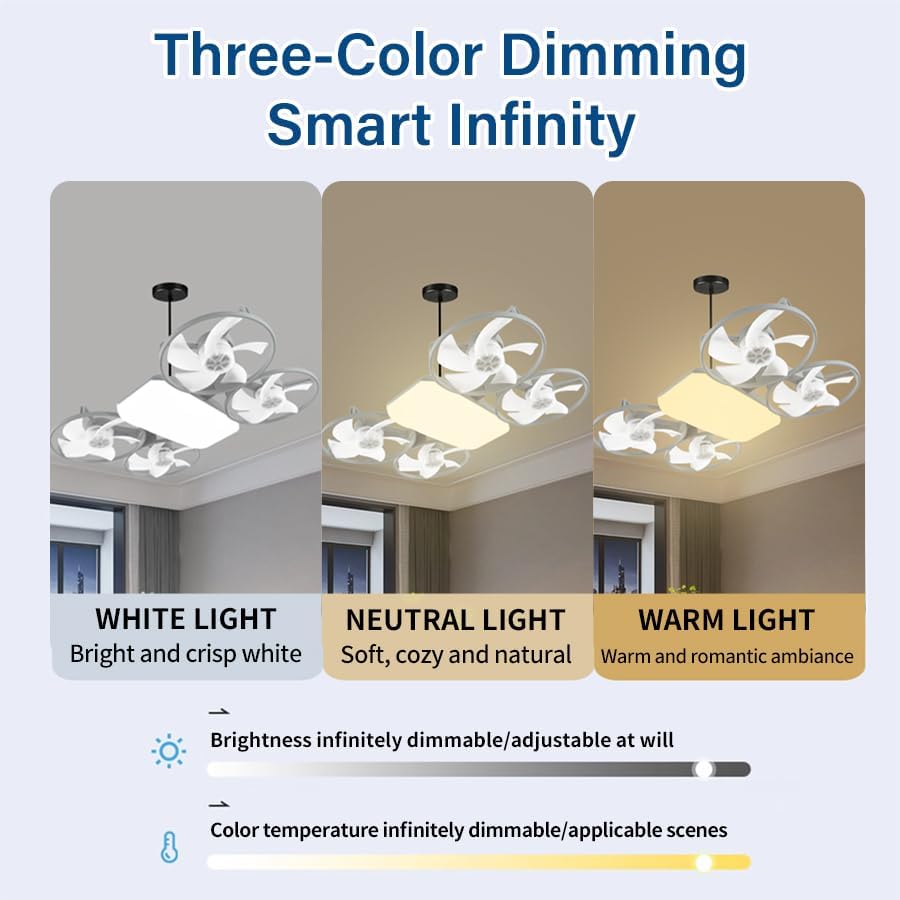 Ventilateur de Plafond Lumineux Design Drone E27 avec Télécommande - مروحة إضاءة ذكية بتصميم طائرة درون مع يد تحكم