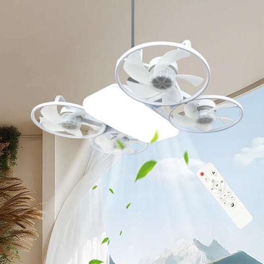 Ventilateur de Plafond Lumineux Design Drone E27 avec Télécommande - مروحة إضاءة ذكية بتصميم طائرة درون مع يد تحكم