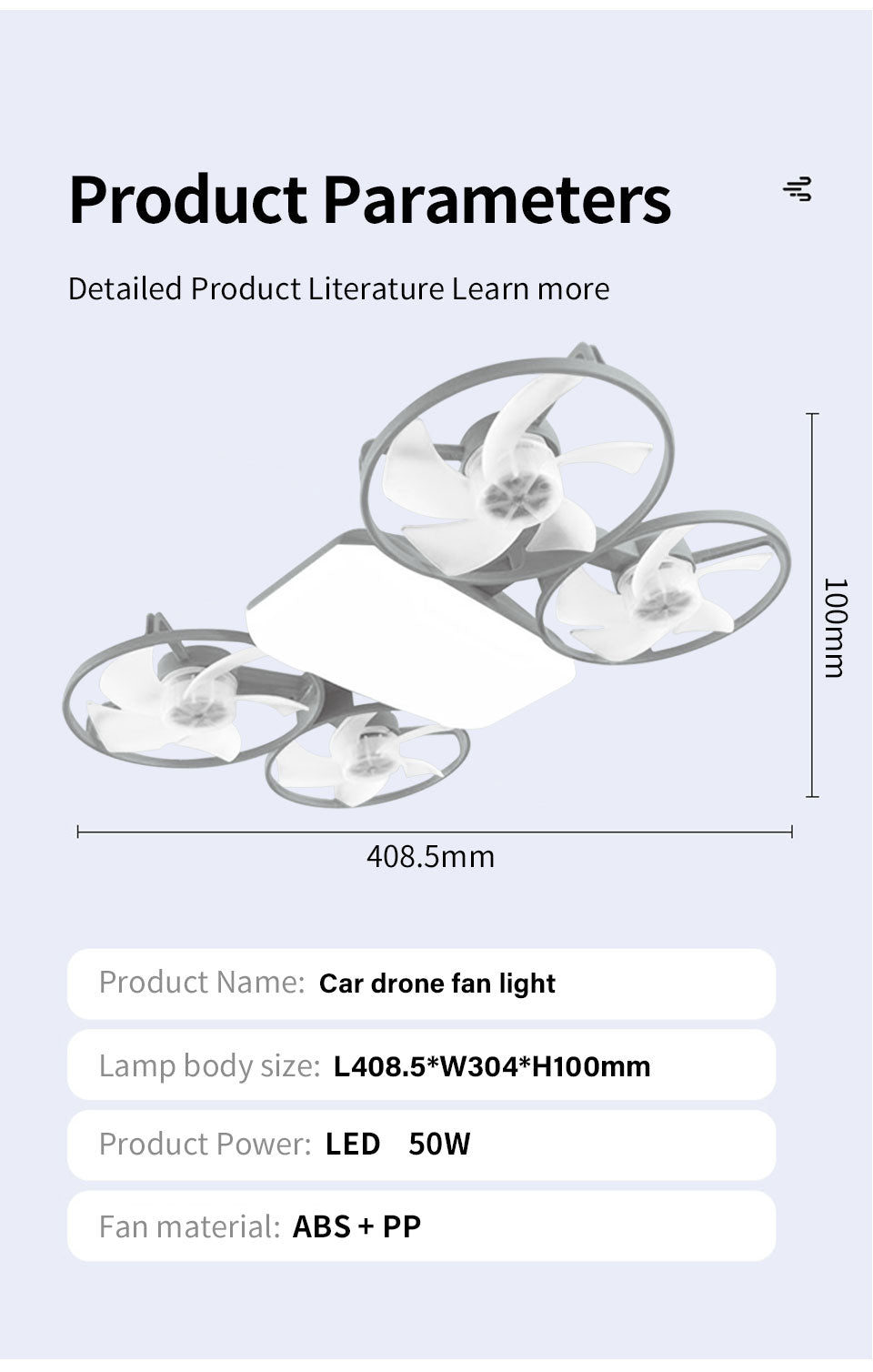 Ventilateur de Plafond Lumineux Design Drone E27 avec Télécommande - مروحة إضاءة ذكية بتصميم طائرة درون مع يد تحكم