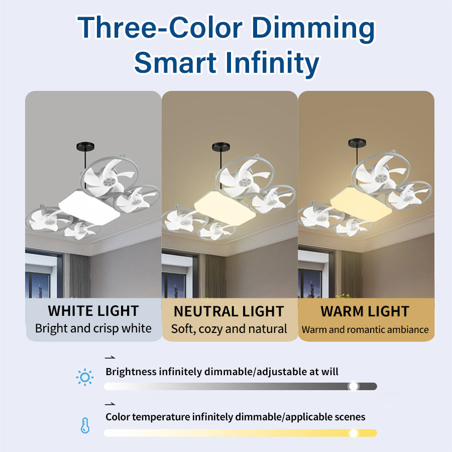 Ventilateur de Plafond Lumineux Design Drone E27 avec Télécommande - مروحة إضاءة ذكية بتصميم طائرة درون مع يد تحكم