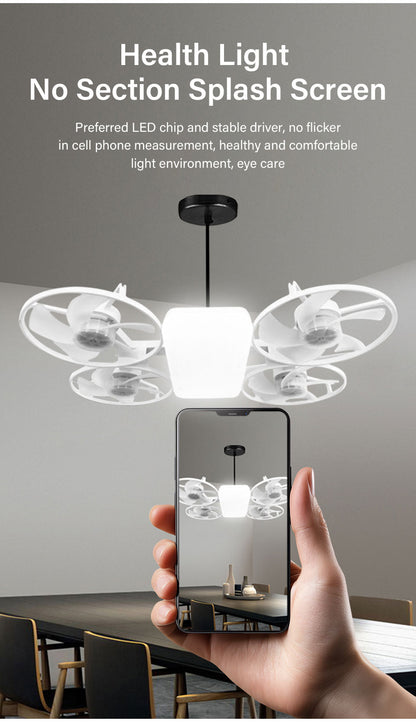 Ventilateur de Plafond Lumineux Design Drone E27 avec Télécommande - مروحة إضاءة ذكية بتصميم طائرة درون مع يد تحكم