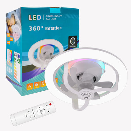 Ventilateur de Plafond Lumineux E27 avec Éclairage RGB et Télécommande - مروحة السقف الذكية إضاءة ملونة مع ريموت