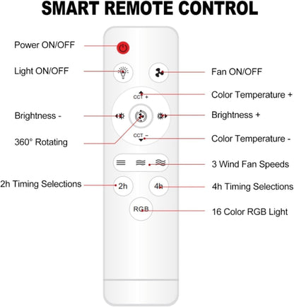 Ventilateur de Plafond Lumineux E27 avec Éclairage RGB et Télécommande - مروحة السقف الذكية إضاءة ملونة مع ريموت
