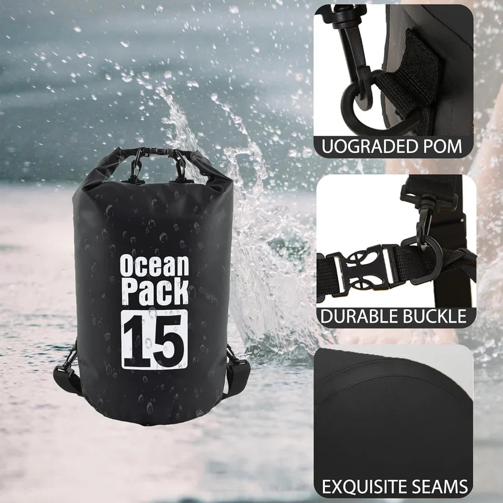Sac Étanche Ocean Pack Dry Bag 15L Haute Résistance avec Double Bretelles - حقيبة مقاومة للماء بالكامل بسعة 15 لتر