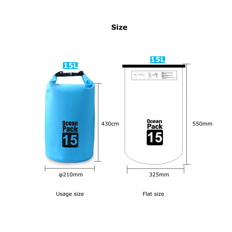 Sac Étanche Ocean Pack Dry Bag 15L Haute Résistance avec Double Bretelles - حقيبة مقاومة للماء بالكامل بسعة 15 لتر