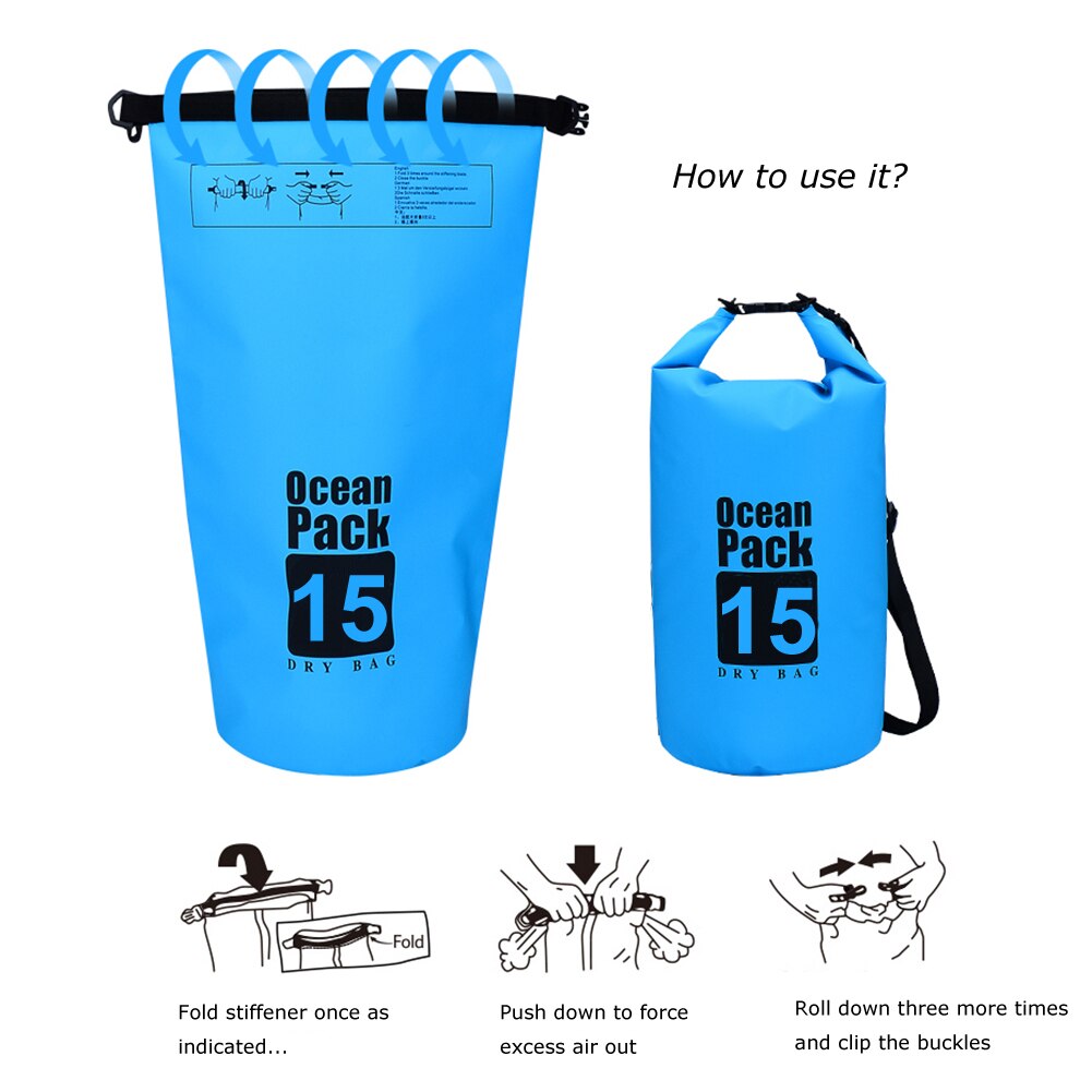 Sac Étanche Ocean Pack Dry Bag 15L Haute Résistance avec Double Bretelles - حقيبة مقاومة للماء بالكامل بسعة 15 لتر