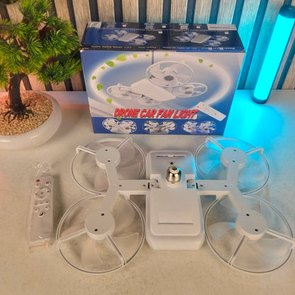 Ventilateur de Plafond Lumineux Design Drone E27 avec Télécommande - مروحة إضاءة ذكية بتصميم طائرة درون مع يد تحكم