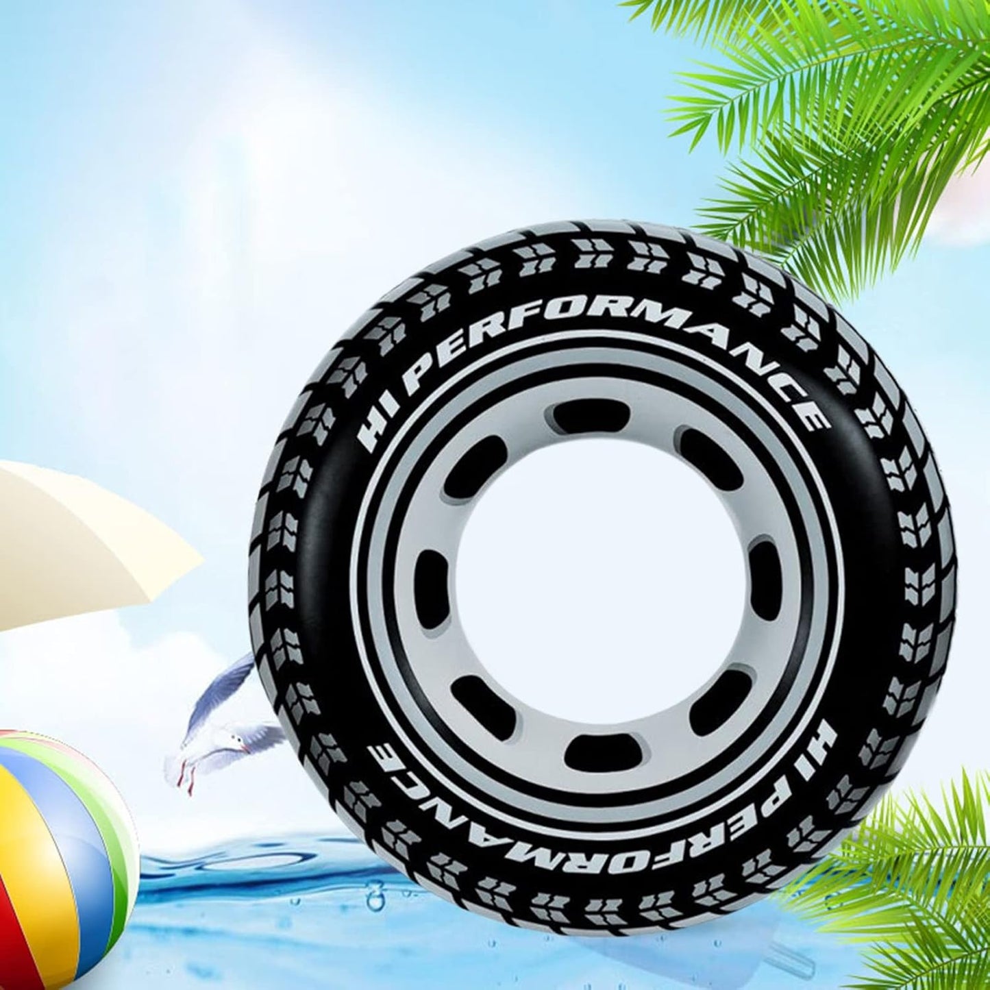 Bouée de Natation Adulte Design Pneu Sport en PVC Haute Résistance - عوامة وعجلة سباحة للبالغين بتصميم إطار السيارة الرياضي