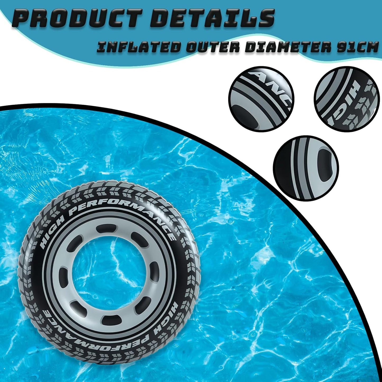 Bouée de Natation Adulte Design Pneu Sport en PVC Haute Résistance - عوامة وعجلة سباحة للبالغين بتصميم إطار السيارة الرياضي