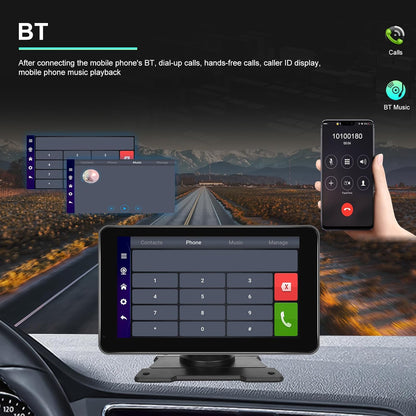 Écran Autoradio Portable 7P Tactile - CarPlay et Android Auto - شاشة السيارة الذكية المحمولة 7 بوصة تدعم كربلاي وأندرويد أوتو