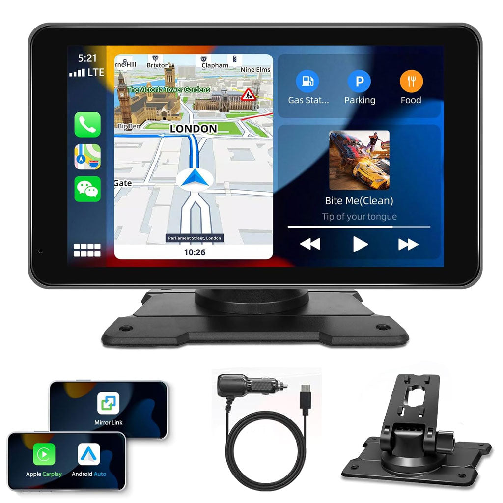 Écran Autoradio Portable 7P Tactile - CarPlay et Android Auto - شاشة السيارة الذكية المحمولة 7 بوصة تدعم كربلاي وأندرويد أوتو