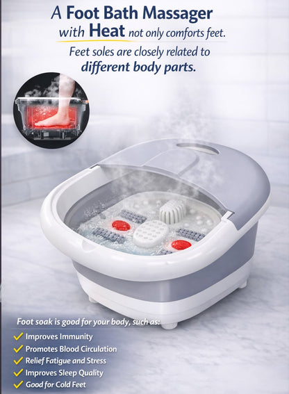 Masseur pour Pieds Pliable Hydromassant et Chauffant avec Rouleaux Shiatsu - جهاز مساج وتدليك القدمين المطور القابل للطي مع خاصية التسخين والفقاعات