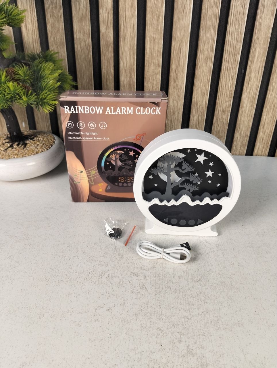 Réveil Lumineux Rainbow avec Haut-Parleur Bluetooth et Veilleuse RGB - ساعة المنبه الذكية مضيئة ومزودة بمكبر صوت بلوتوث