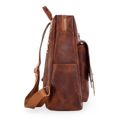 Sac à dos rétro en cuir synthétique pour femme - حقيبة ظهر نسائية من الجلد