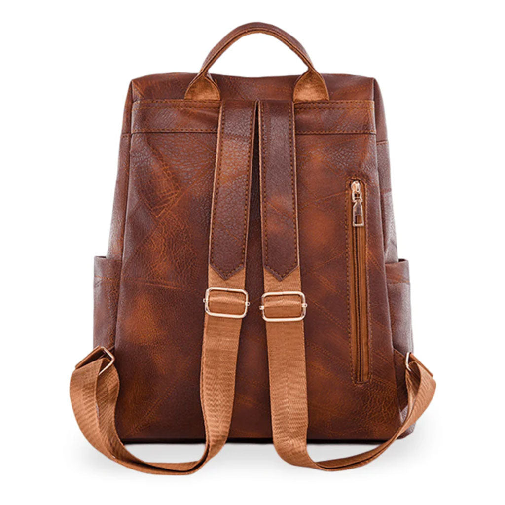 Sac à dos rétro en cuir synthétique pour femme - حقيبة ظهر نسائية من الجلد