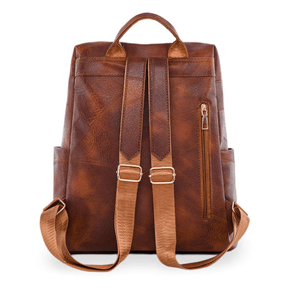 Sac à dos rétro en cuir synthétique pour femme - حقيبة ظهر نسائية من الجلد
