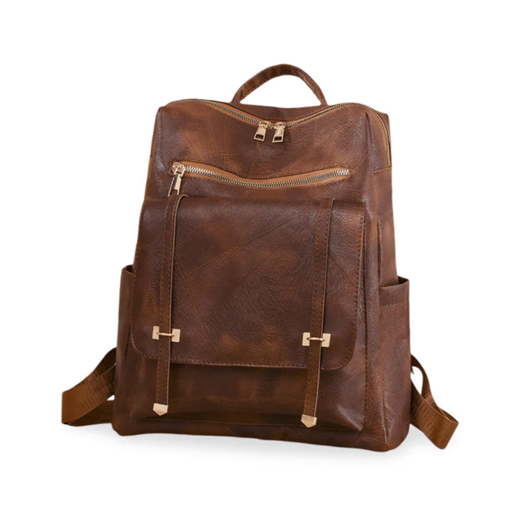Sac à dos rétro en cuir synthétique pour femme - حقيبة ظهر نسائية من الجلد