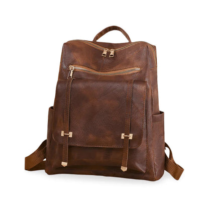 Sac à dos rétro en cuir synthétique pour femme - حقيبة ظهر نسائية من الجلد