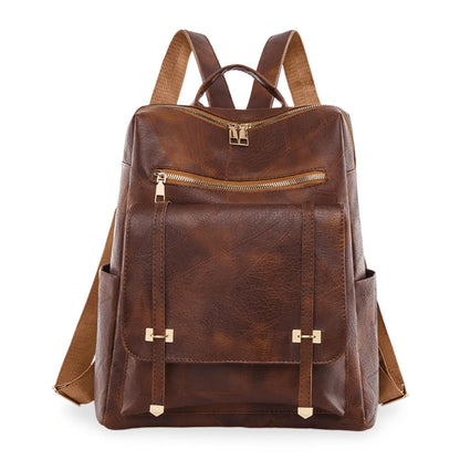 Sac à dos rétro en cuir synthétique pour femme - حقيبة ظهر نسائية من الجلد