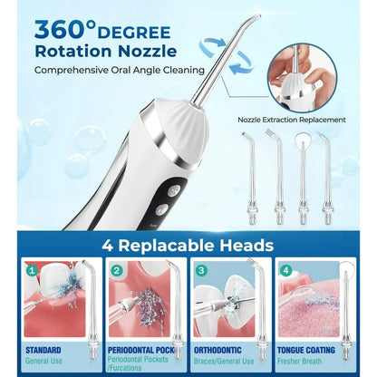 Hydropulseur Dentaire Sans Fil Jet Dentaire Portable à 3 Modes et 4 Buses - جهاز تنظيف الأسنان واللثة المائي