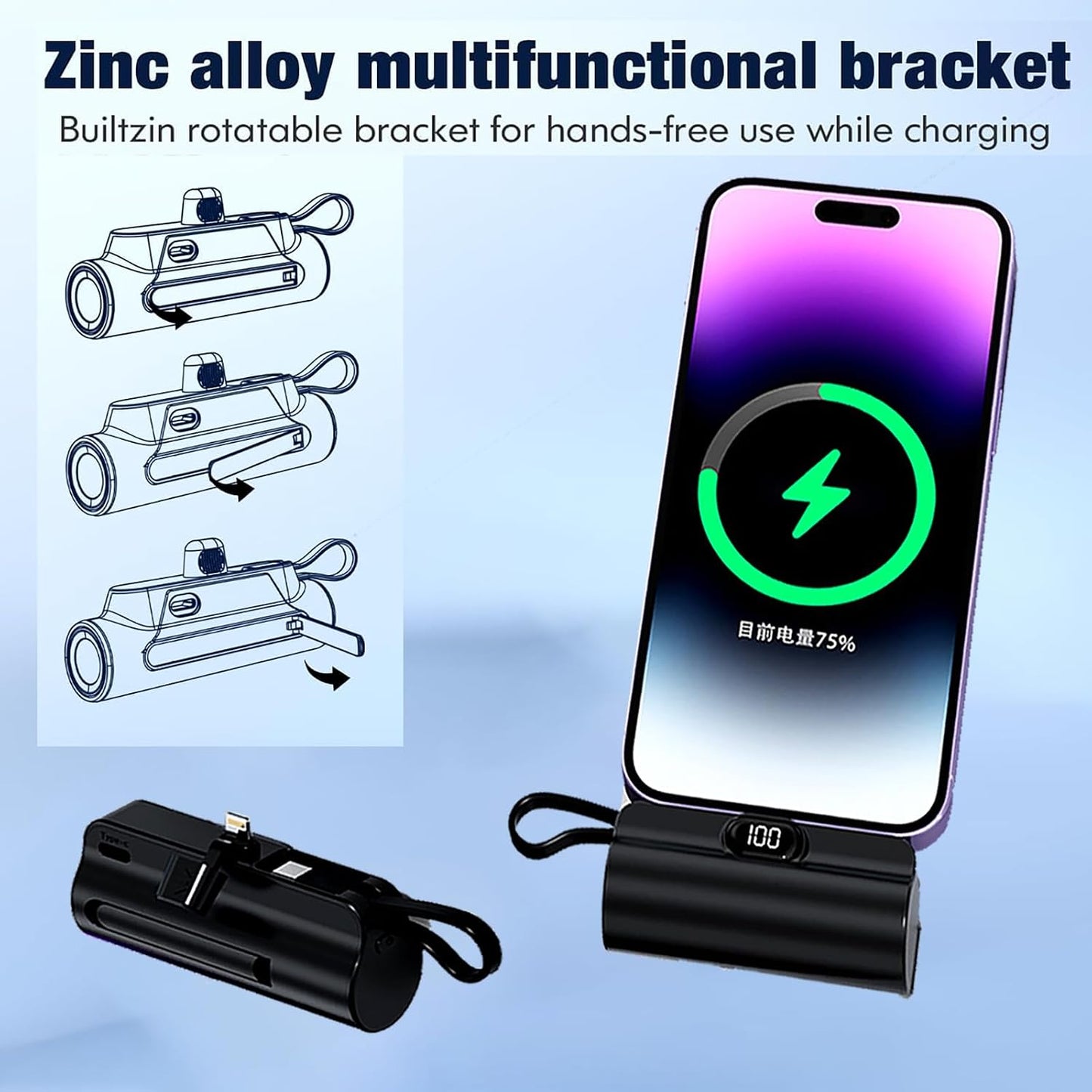 Mini Power Bank Portable Anker 10W 5000mAh avec Connecteur Direct - باور بانك مصغر ومحمول