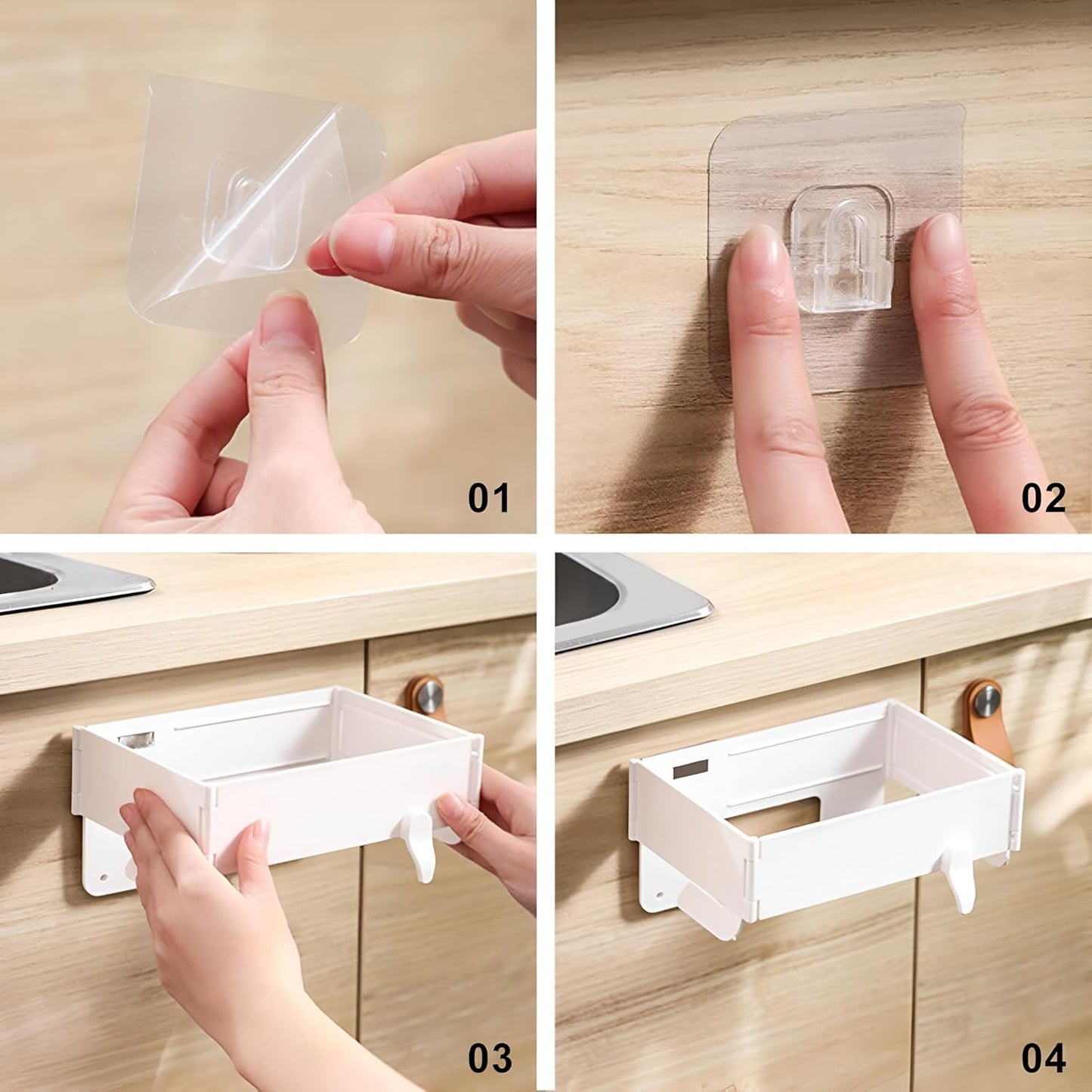 Support de Sac Poubelle Mural et Pliable Fixation Autocollante sans Perçage - حامل وموزع أكياس القمامة الجداري