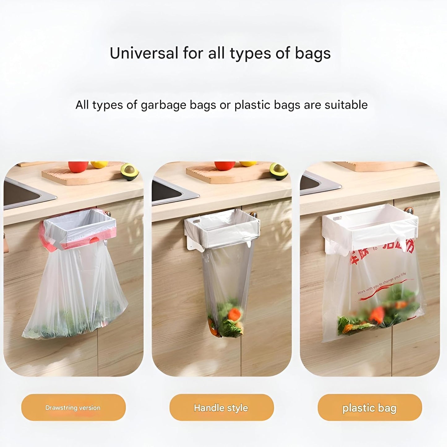 Support de Sac Poubelle Mural et Pliable Fixation Autocollante sans Perçage - حامل وموزع أكياس القمامة الجداري