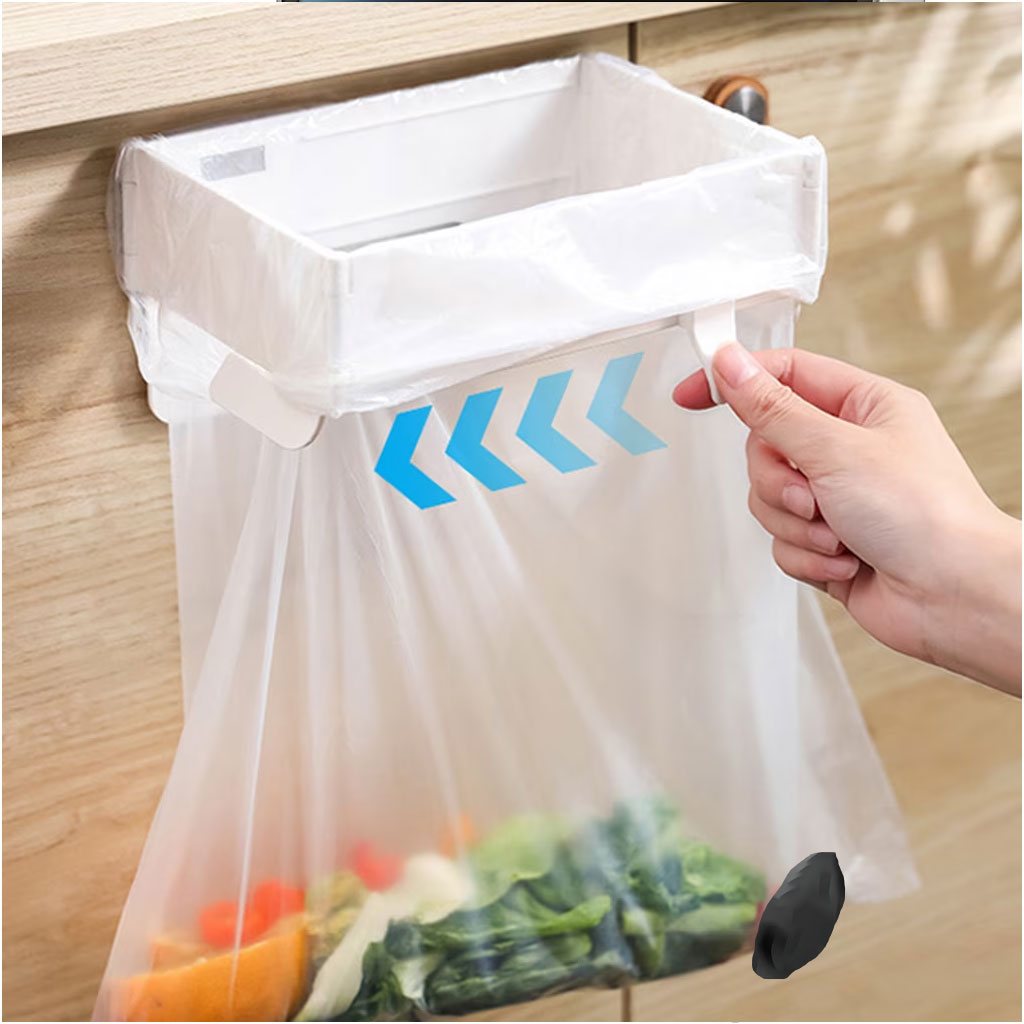 Support de Sac Poubelle Mural et Pliable Fixation Autocollante sans Perçage - حامل وموزع أكياس القمامة الجداري