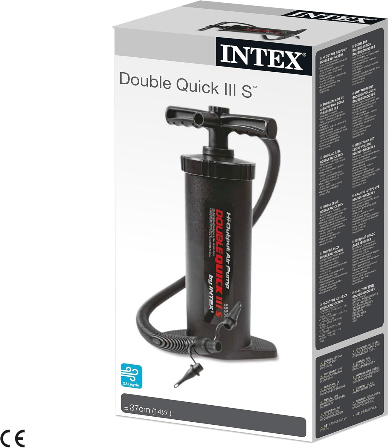 Pompe À Main Double Quick III Hi-Output Intex 68605 Multi-Embouts - مضخة إنتكس اليدوية عالية الكفاءة ذات الضخ المزدوج (37 سم)