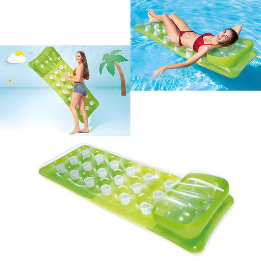 Matelas Gonflable de Piscine Intex 58890EU Avec Oreiller et Porte-Gobelets - عوامة المسبح الهوائية الفاخرة مع مسند رأس وحامل أكواب من إنتكس