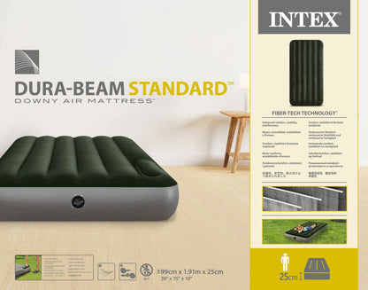 Matelas GonflableTechnologie Fiber-Tech avec Pompe à Pied Intégrée Intex 64761 - فرشة إنتكس الهوائية الكلاسيكية الفردية بمضخة قدم مدمجة