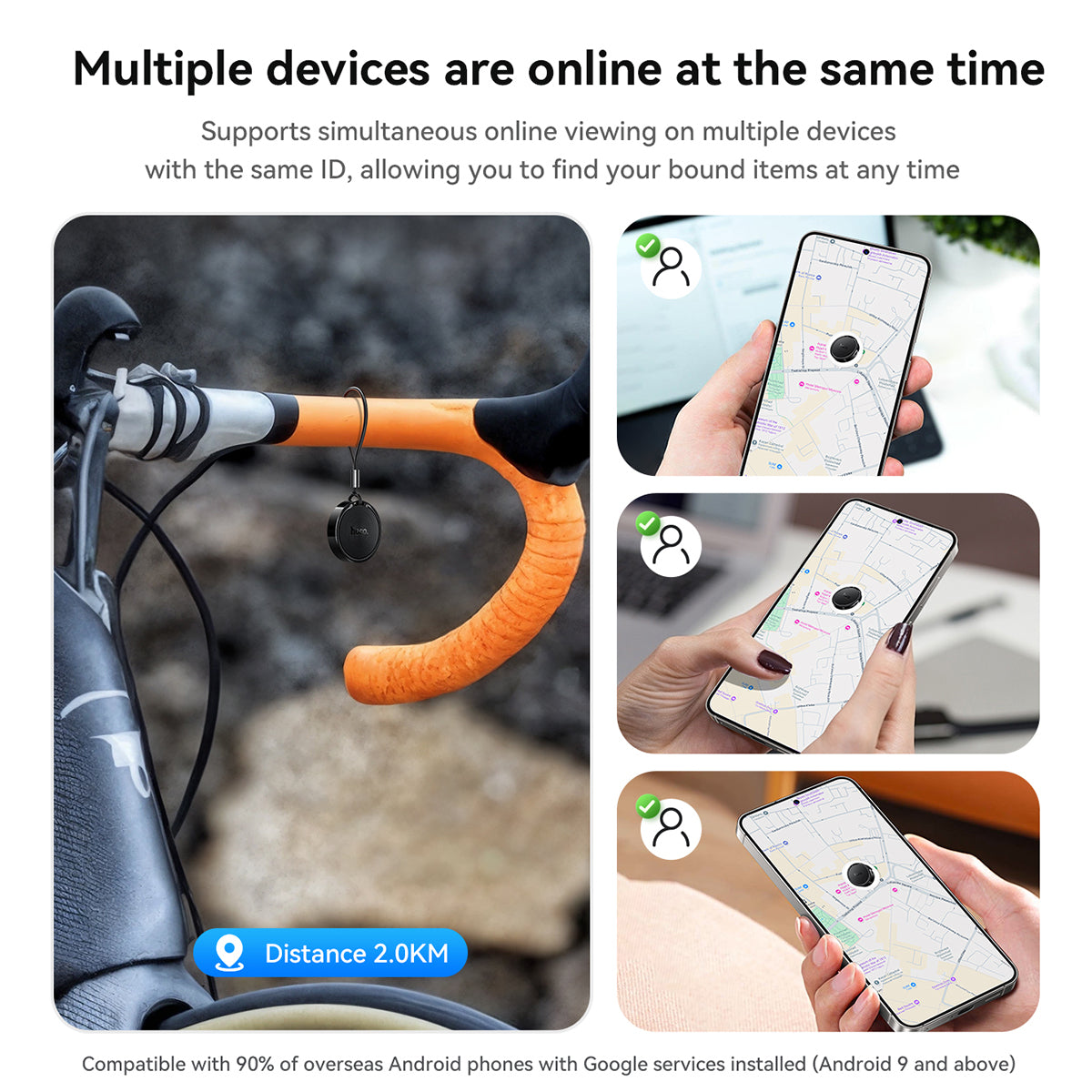 Traceur Intelligent HOCO E96A Android Localisateur Bluetooth via Réseau Google Find My Device - جهاز التتبع ومحدد المواقع الذكي لهواتف أندرويد